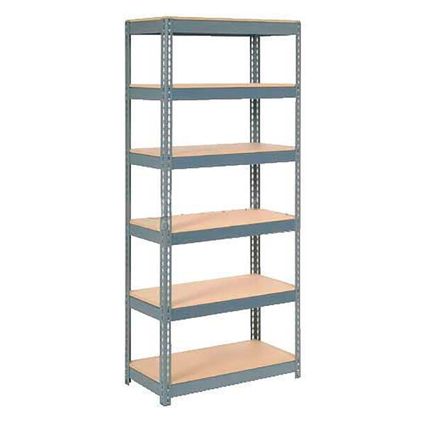 Extra Heavy Duty Shelving 36W x 24D x 84H With 6 Shelves, Wood Deck, Gry